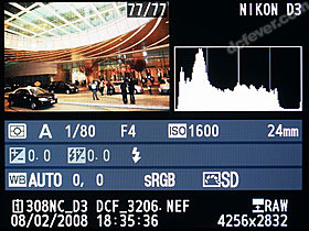 Nikon D3: 重播相片的資料顯示十分詳細清晰
